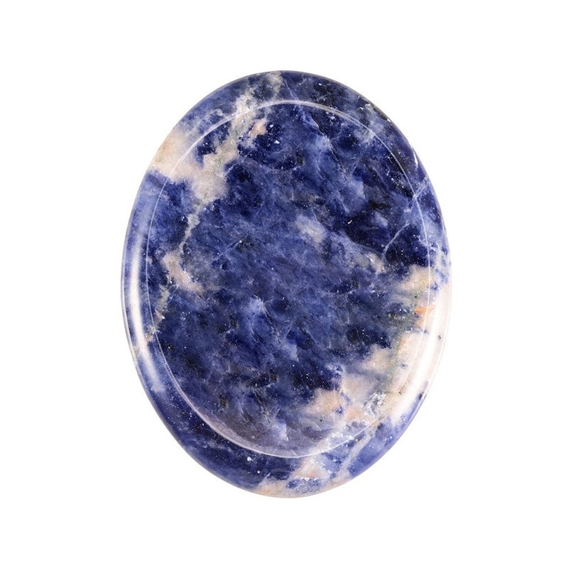 Natural Crystal Oval Worry Stone - White Yellow Crystal Gemstone, Carvable Jade for Gifts