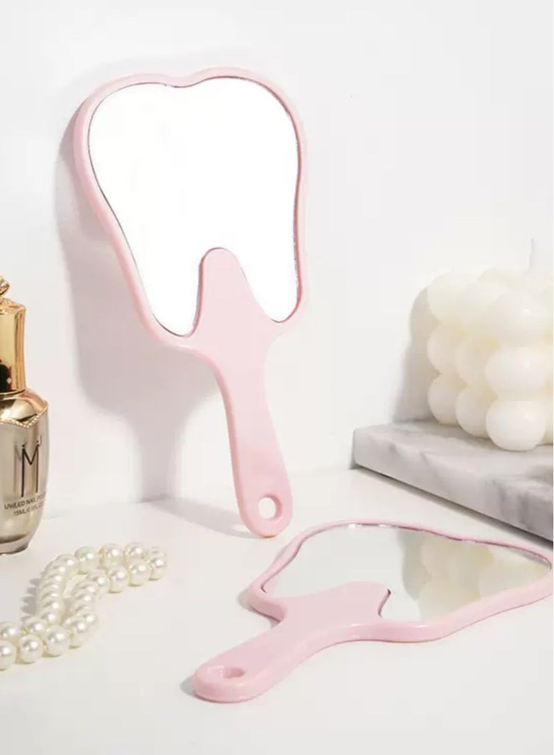 Pink Dental handheld plastic makeup mirror dental clinic