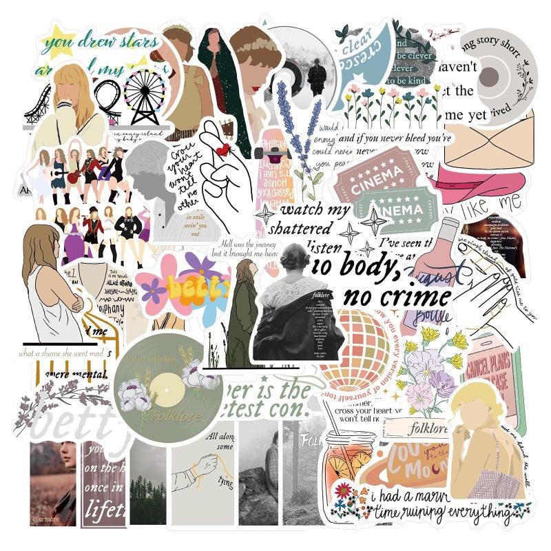 Generic 50pcs Taylor Swift Album Stickers, Waterproof DIY Luggage Guitar Notebook HT117 