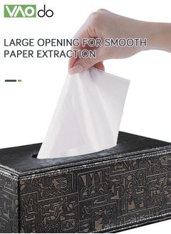 VAOdo Leather Tissue Holder Vintage Pattern Tissue Storage Box 12*24*9.5CM  - Image 3