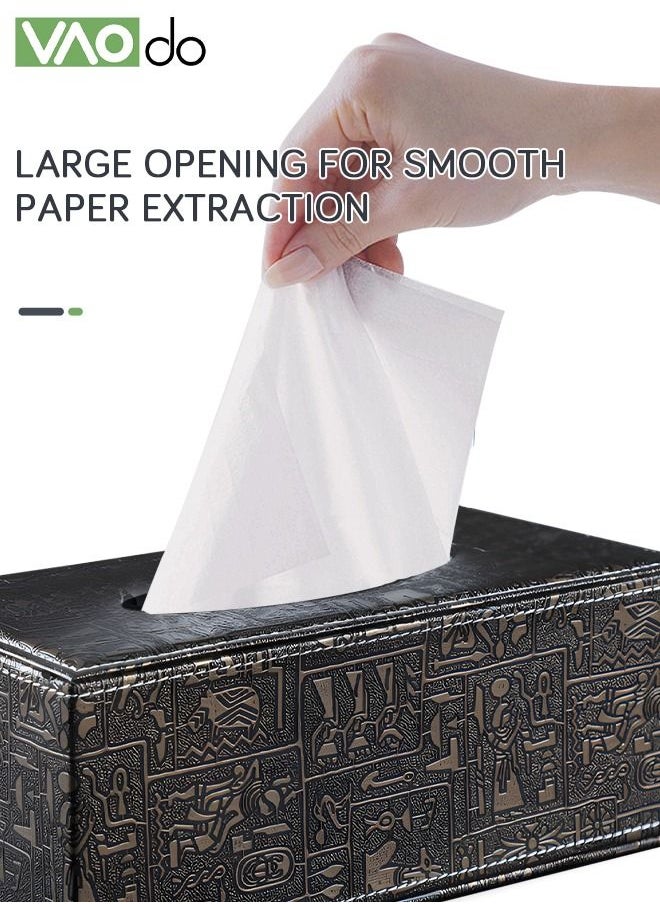 VAOdo - Leather Tissue Holder Vintage Pattern Tissue Storage Box 12*24*9.5CM - Image 1