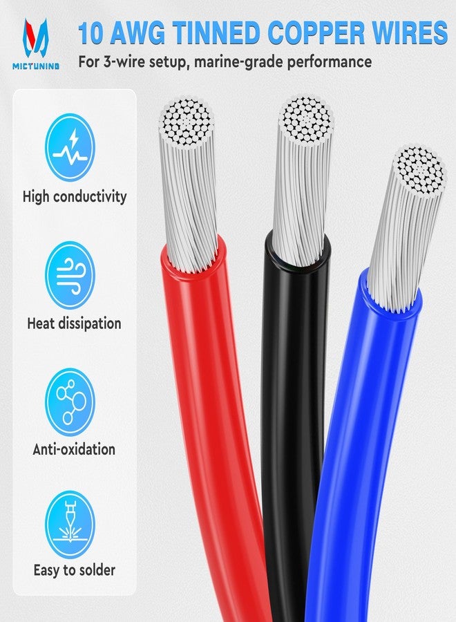 MICTUNING 3-Wire Trolling Motor Plug & Receptacle, 12-24V 10 AWG, Male Female Quick Connect for Marine Boat Yacht Minn Kota MotorGuide Newport, Waterproof Dustproof Cover, 6pcs Butt Connectors - Image 2