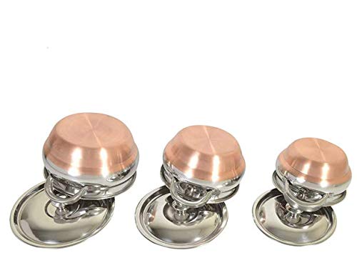 Jorex Mart Kadhai Handi with Handle Unique Handi Set Stainless Steel Copper Bottom Kitchen Serving, Cooking Bowl 3-Pieces Biryani Handi Kadhai with Handle - Image 4