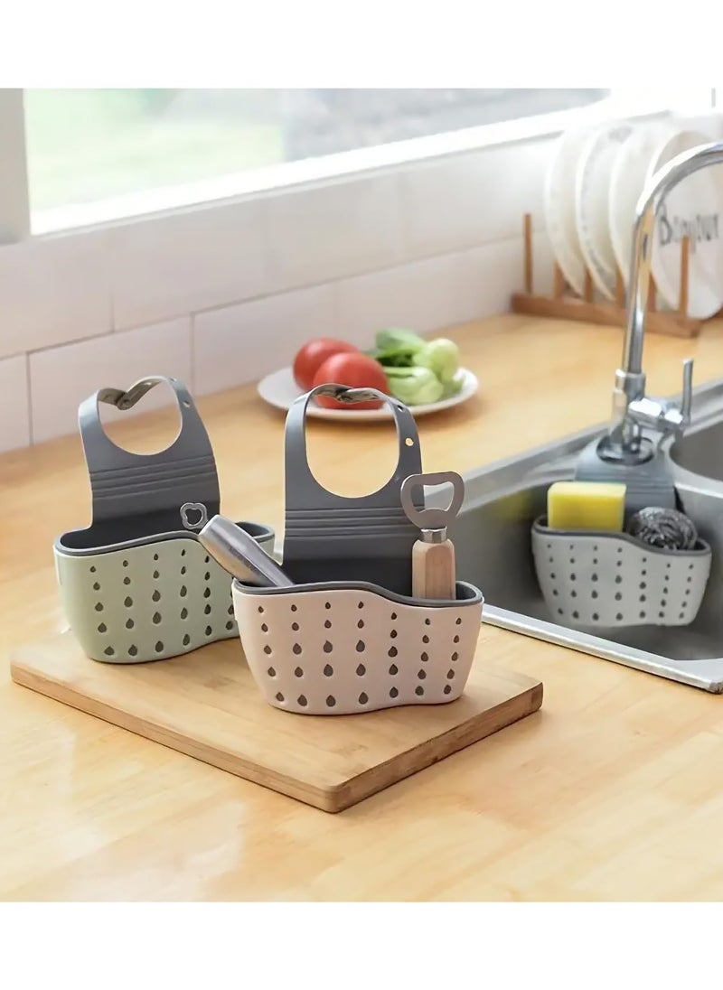 Scrolls Sink Storage Basket/kitchen sink sponge holder/Kitchen Sink Caddy Sponge Holder kitchen faucet sponge Holder Hanging Ajustable Strap Faucet Caddy Kitchen Organizer Sink Accessories  - Image 5