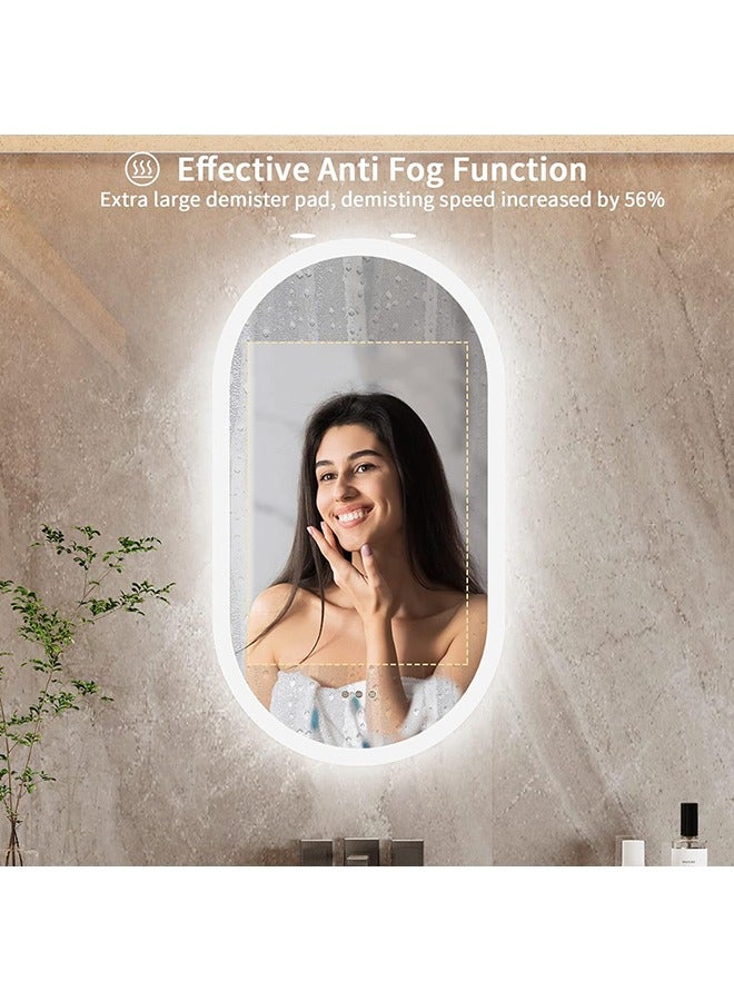 ويسفور مرآة حمام مضاءة بإضاءة LED من Wisfor مرآة حمام 500x1000 مم مضاءة على الحائط مع إضاءة مضادة للضباب 3 ألوان قابلة للتعتيم بمفتاح ذكي بوظيفة الذاكرة، عمودي أو أفقي - Image 4