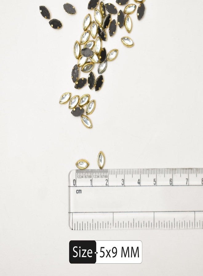 Embroiderymaterial Kundans for Embroidery, Craft and Jewellery Making (Marquise Shape, 5MM, 500 Pieces),Stone, Silver - Image 2