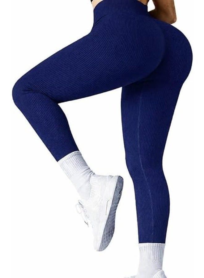 Ronza High Waist Ribbed Cotton Sports Leggings Stretchy Elastic Fabric Comfortable Fit for Women Up to 105 kg - Image 1