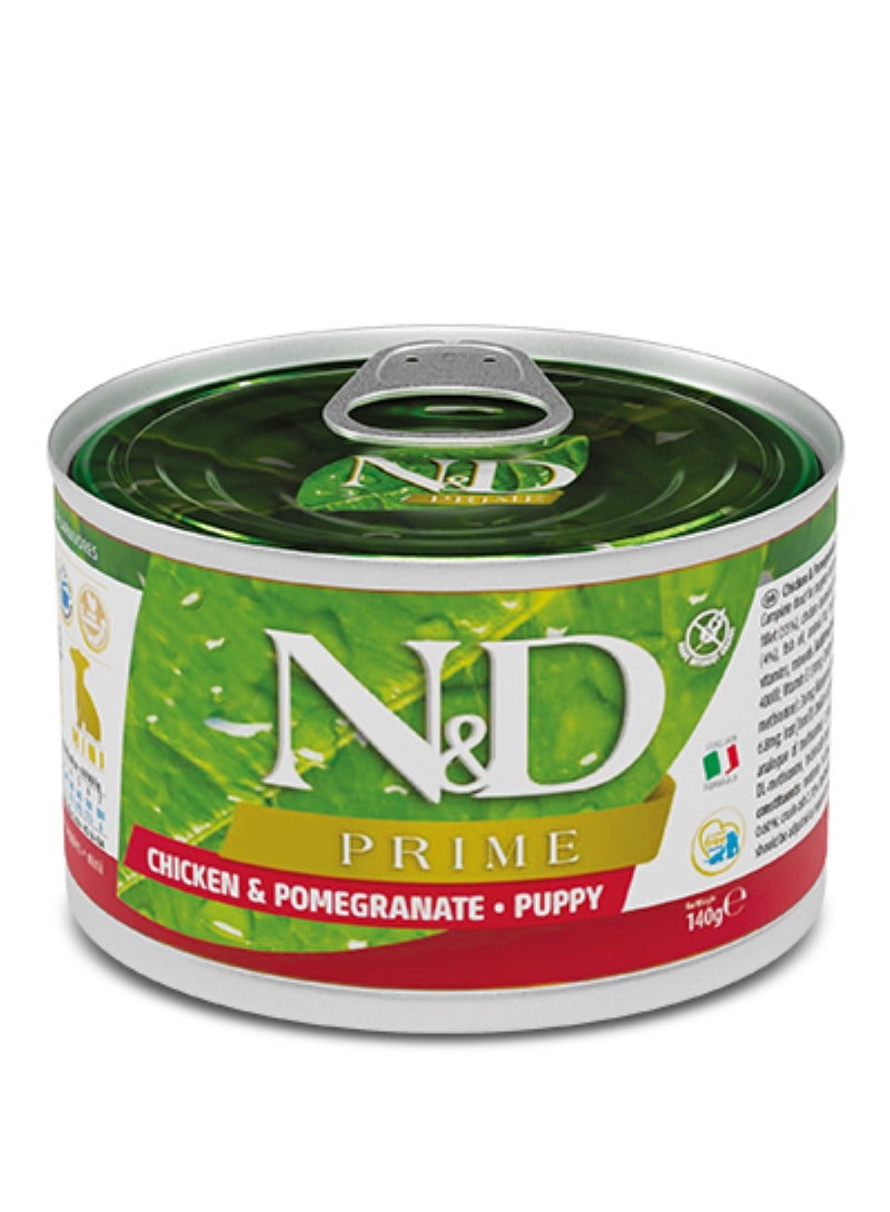 طعام معلب ان دي بالدجاج والرمان للجراء صغيرة الحجم من فارمينا - 140 جم