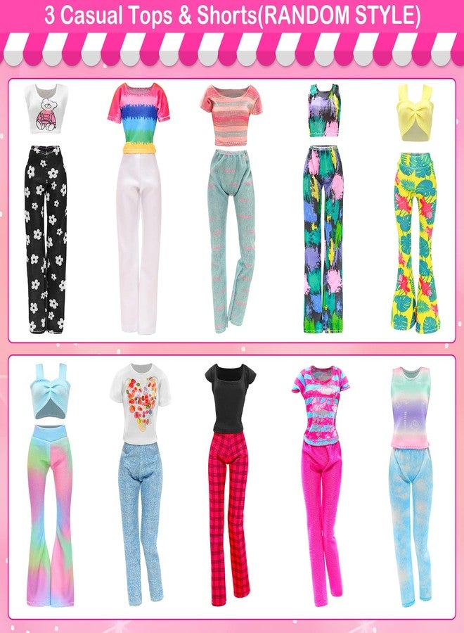 BARWA 37 Pcs Doll Clothes and Accessories for 11.5 Inch Girl Dolls Including 1Sequin Wedding Gown, 5 Tops 5 Pants, 4 Fashion Dresses, 2 Swimwear, 10 Hangers, 5 Pairs of Shoes, Bags, Glasses, Camera - Image 3