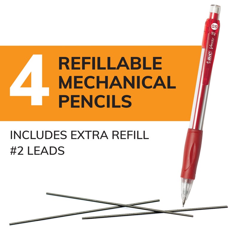 BIC Velocity Strong Lead Mechanical Pencils, With Colorful Barrel, Thick Point (0.9mm), 4-Count Pack Mechanical Pencils With Erasers - Image 2