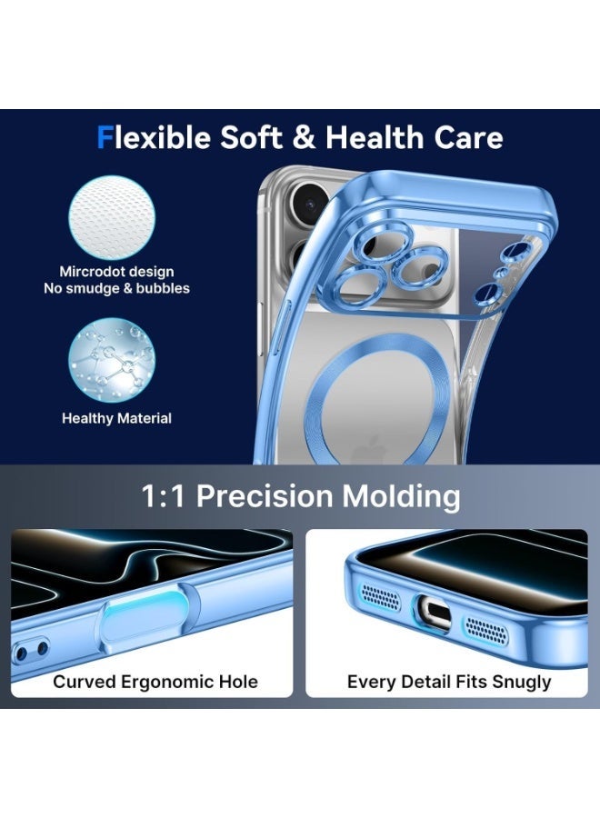 أكاليكس جراب مغناطيسي شفاف لهاتف آيفون 17 برو، متوافق مع ماج سيف، مزود بواقي عدسة كاميرا مدمج، غطاء هاتف ناعم ونحيف لهاتف آيفون 17 برو - أزرق داكن - Image 4