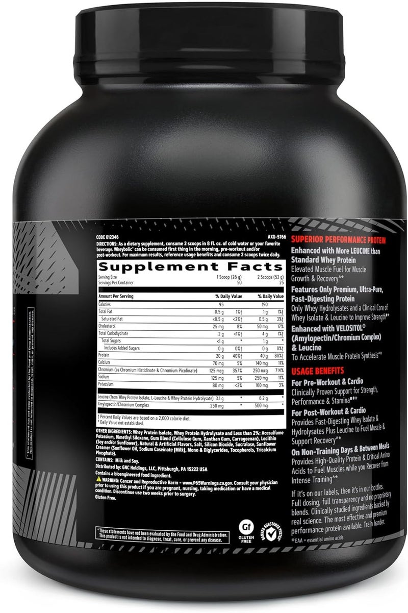 GNC AMP Wheybolic Clinically Proven Protein Powder 40g Whey Protein BCAA Leucine Increases Muscle Strength Muscle Building 3rd Party Tested Gluten Free Classic Vanilla 25 Servings - Image 2