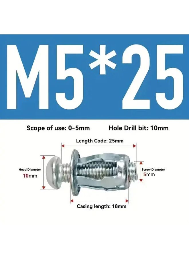 M5x25mm Expansion Nuts And Screws 10pcs Set Durable Metal Rivet Nuts For Iron Plates - Image 5