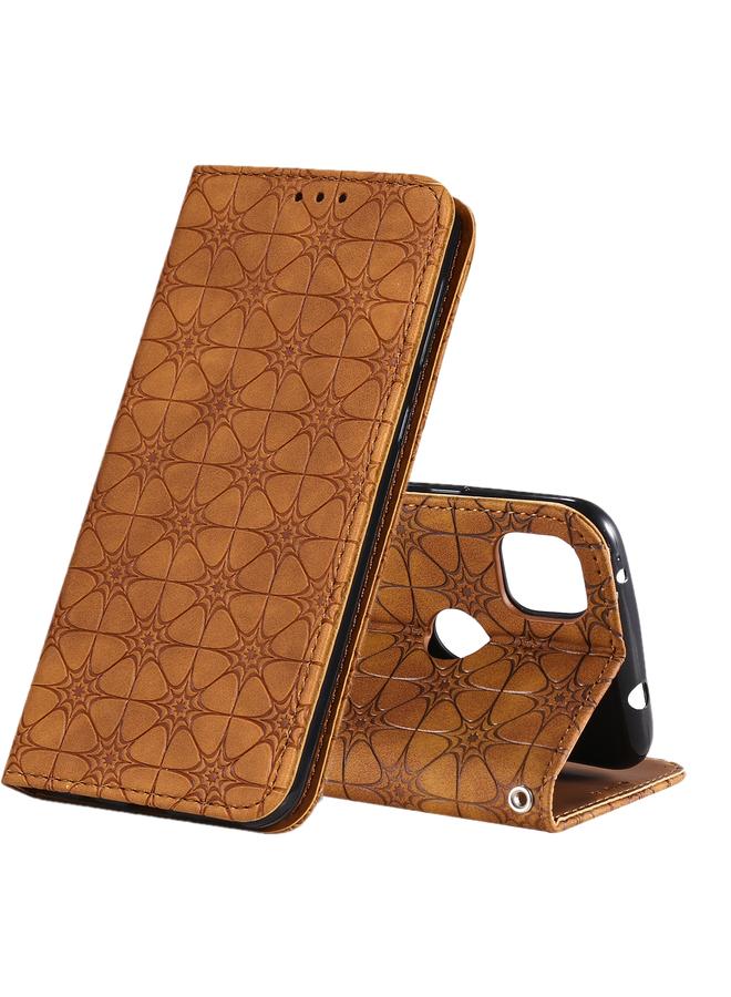 Zaboon Case For Google Pixel 4a Lucky Flowers Embossing Pattern Magnetic Horizontal Flip Leather Case with Holder & Card Slots - Image 1