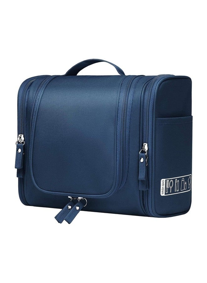 SOLEGLOW Extra Large 21cm Navy Blue Multifunctional Cosmetic Bag with Hook | Waterproof Makeup and Toiletry Organizer for Travel | Unisex Grooming Kit Storage - Image 1