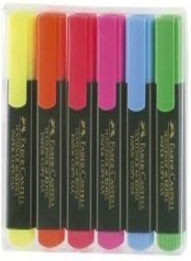 Faber-Castell 48 Refill Highlighters Refillable 6 Colours in Case