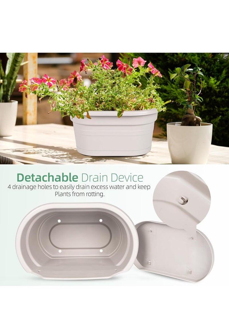 Hanging Flower Pots for Railing 11 inch Plastic Fence Hanging Railing Planter for Outdoor Plants Countryside Style Window Flower Bucket Pots with Detachable Hooks Outdoor Home Decor 2 Pack Grey - Image 4