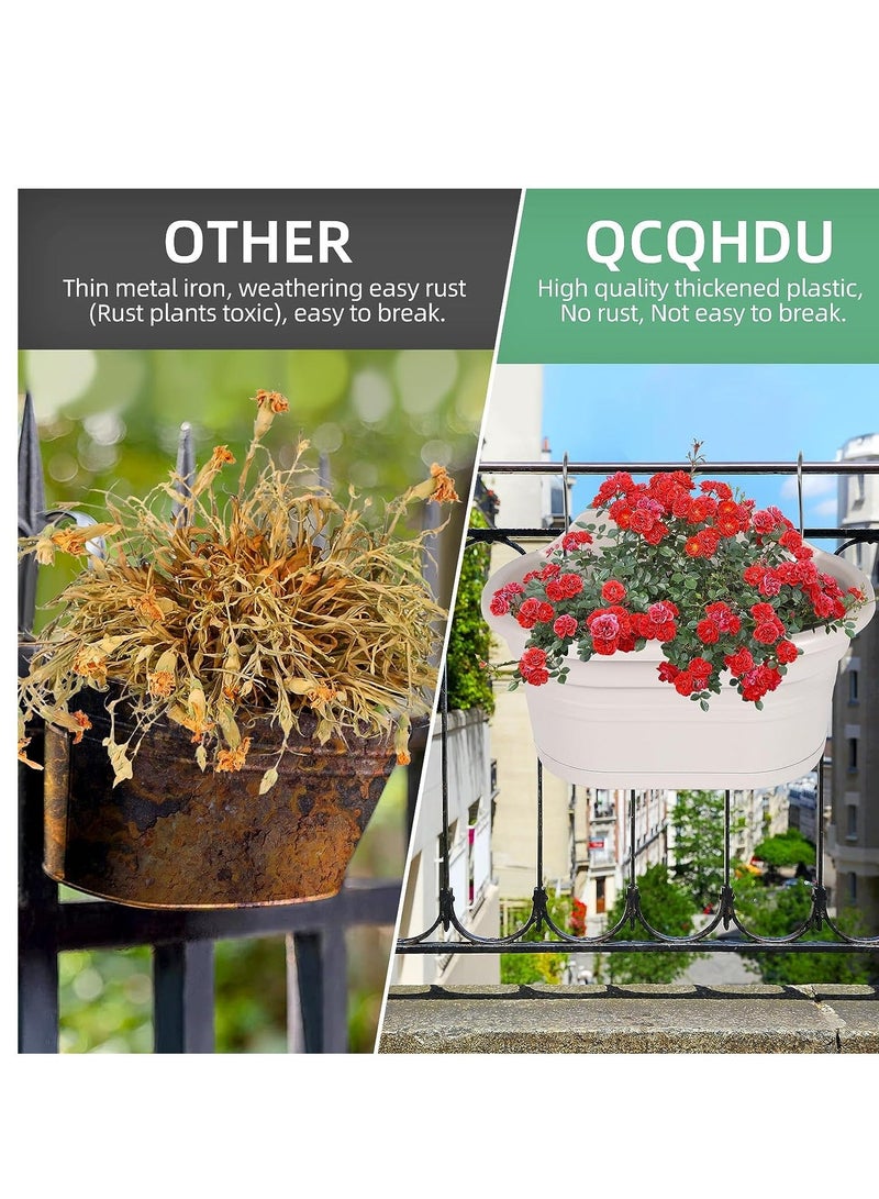 Hanging Flower Pots for Railing 11 inch Plastic Fence Hanging Railing Planter for Outdoor Plants Countryside Style Window Flower Bucket Pots with Detachable Hooks Outdoor Home Decor 2 Pack Grey - Image 5