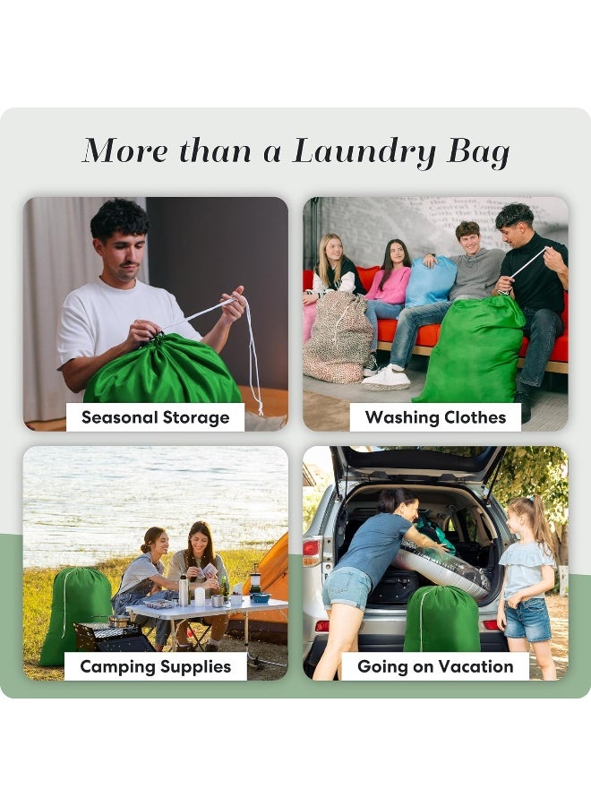 Handy Laundry Nylon XL Large Capacity with Locking Drawstring Machine Washable Fits Laundry Baskets or Hampers Holds 3 Loads of Clothes Green Pack of 2 - Image 1