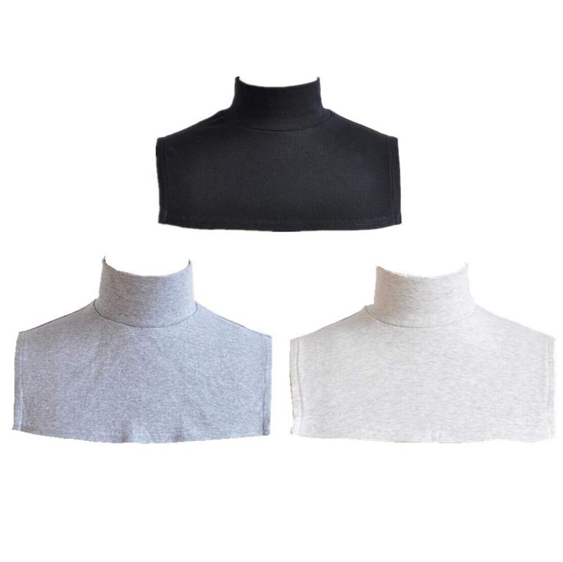 Teemall Womens Warmer Cotton Half Top Mock Blouse Dickey Collar Neck Dickey False Fake Turtleneck Neck (Black+White+Gray) - Image 1