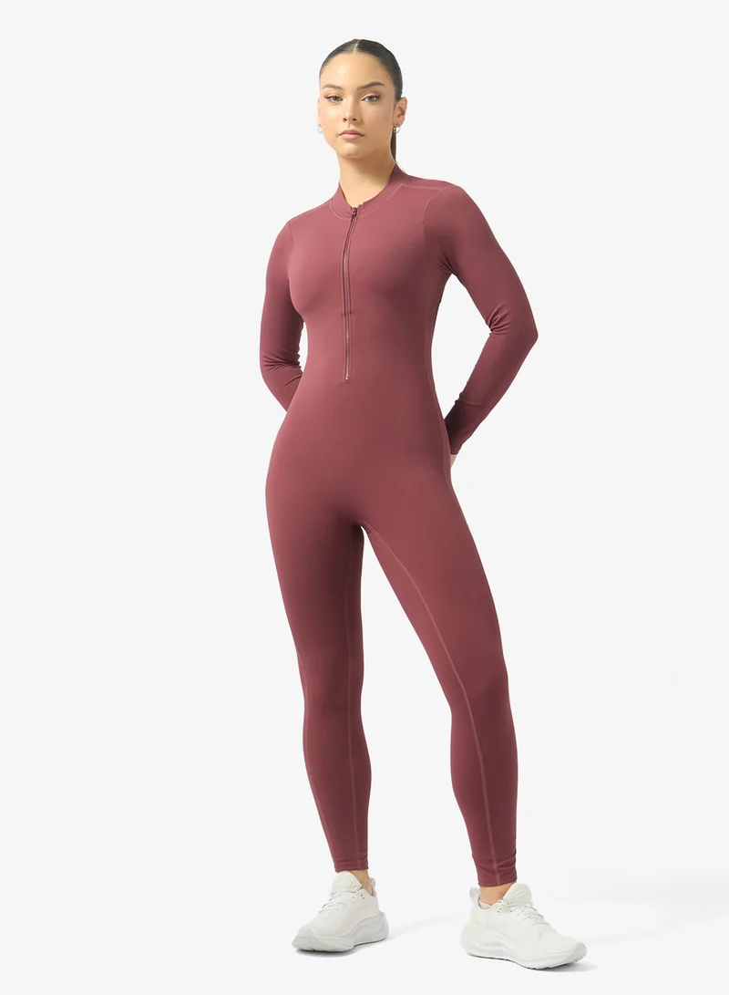 Back Cutout Detail Zip Up Onesie