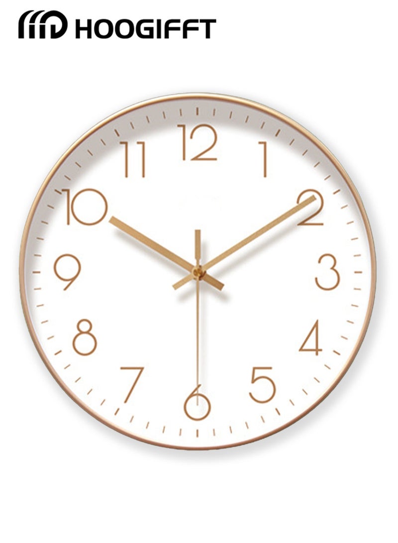 HOOGIFFT Non-Ticking Silent Wall Clocks 12 Inch Battery Operated Quartz Classic Decor Clock, Easy to Read for Office,Classroom,Home,Living Room,Children room,Bedroom,Kitchen - Image 1