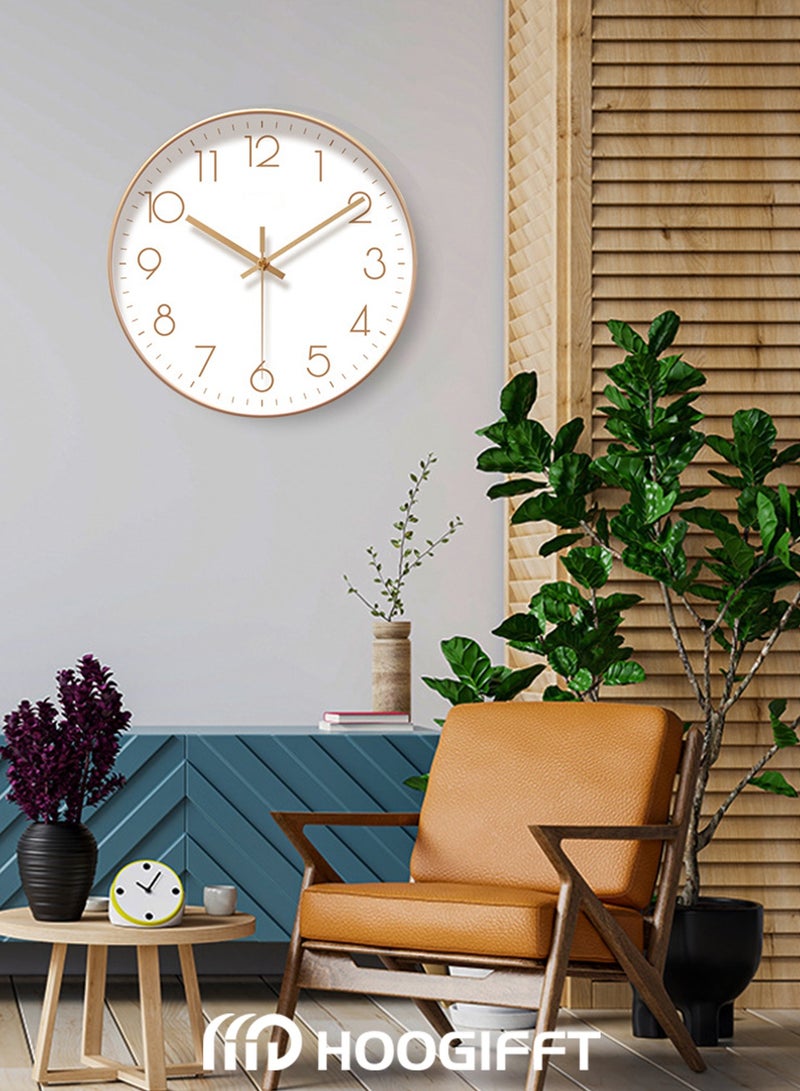 HOOGIFFT Non-Ticking Silent Wall Clocks 12 Inch Battery Operated Quartz Classic Decor Clock, Easy to Read for Office,Classroom,Home,Living Room,Children room,Bedroom,Kitchen - Image 4