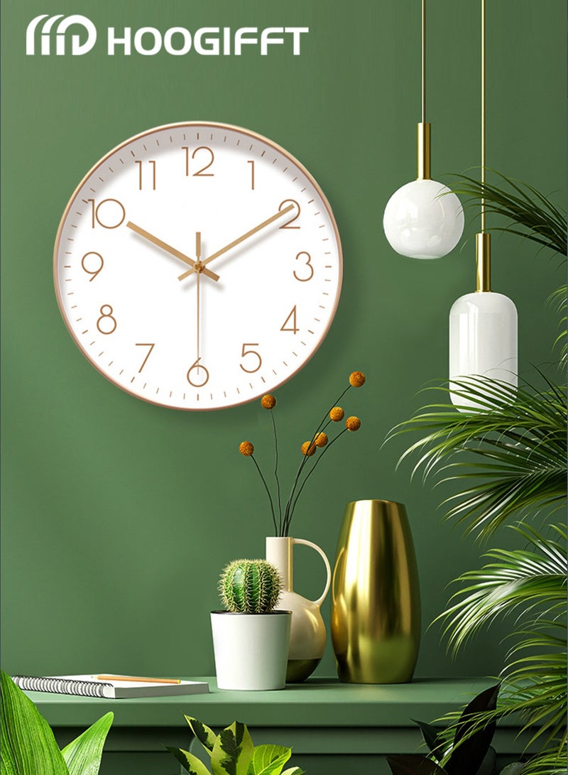 HOOGIFFT Non-Ticking Silent Wall Clocks 12 Inch Battery Operated Quartz Classic Decor Clock, Easy to Read for Office,Classroom,Home,Living Room,Children room,Bedroom,Kitchen - Image 3