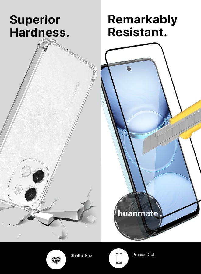 huanmate 2 in 1 Tecno Spark 30 5G Protection Pack - Ultra Clear Shockproof Case & Edge-to-Edge Screen Protector, 360 Degree Protection, Back Cover & Screen Protector for Tecno Spark 30 5G - Image 5
