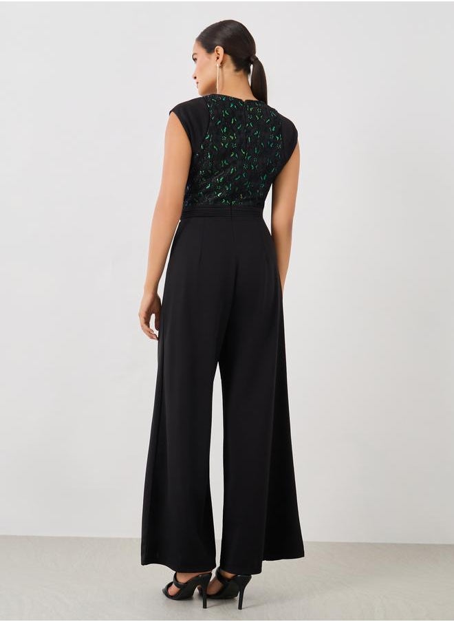 Styli Styli Embellished Sleeveless Wide Leg Jumspuit  - Image 4