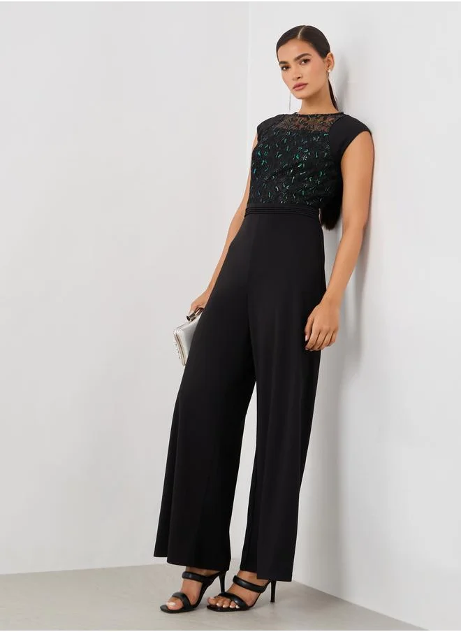 ستايلي Styli Embellished Sleeveless Wide Leg Jumspuit