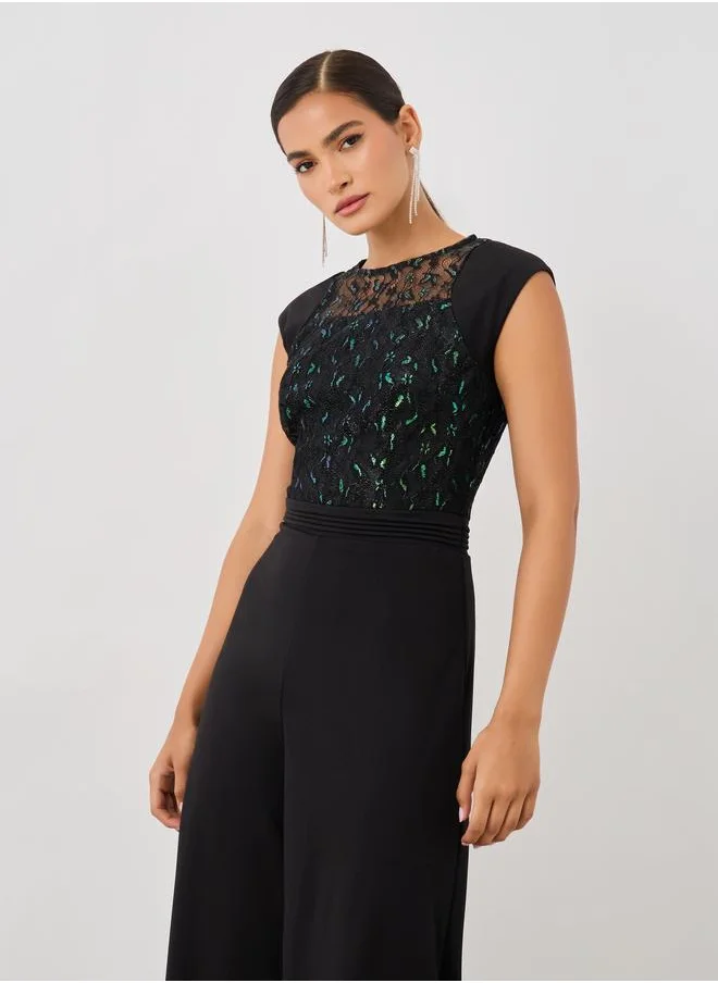 ستايلي Styli Embellished Sleeveless Wide Leg Jumspuit