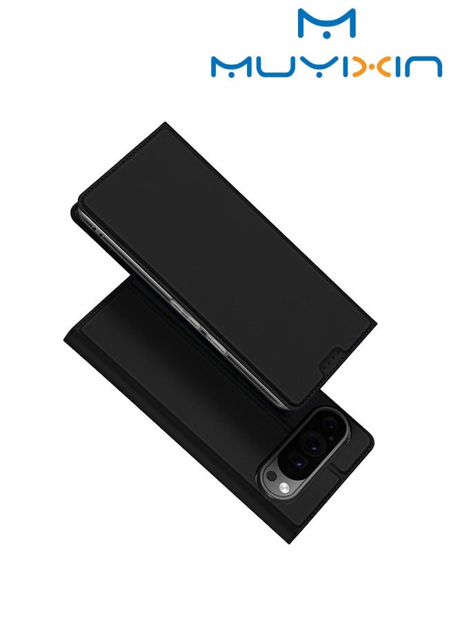 Muyixin حافظة لجهاز جوجل بكسل 9 برو XL حافظة جلدية قابلة للطي مع حامل بطاقة مدمج وإغلاق مغناطيسي (أسود) - Image 1