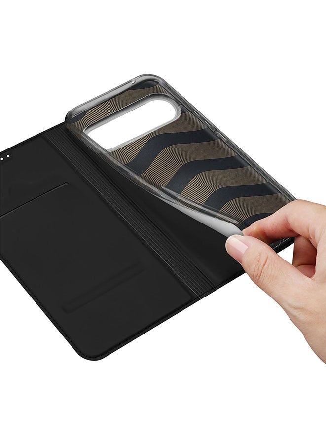 Muyixin حافظة لجهاز جوجل بكسل 9 برو XL حافظة جلدية قابلة للطي مع حامل بطاقة مدمج وإغلاق مغناطيسي (أسود) - Image 2