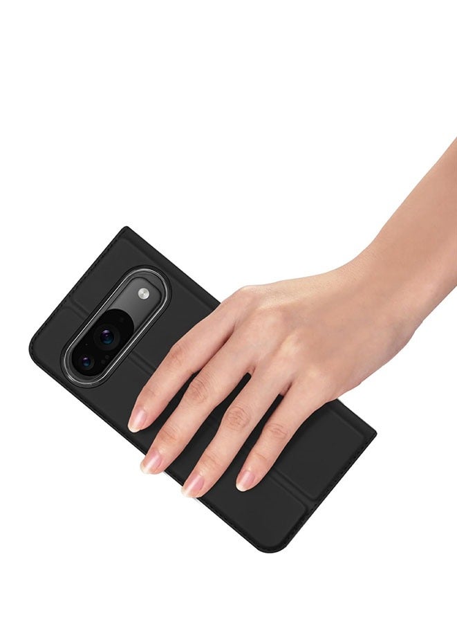 Muyixin حافظة لجهاز جوجل بكسل 9 برو XL حافظة جلدية قابلة للطي مع حامل بطاقة مدمج وإغلاق مغناطيسي (أسود) - Image 4