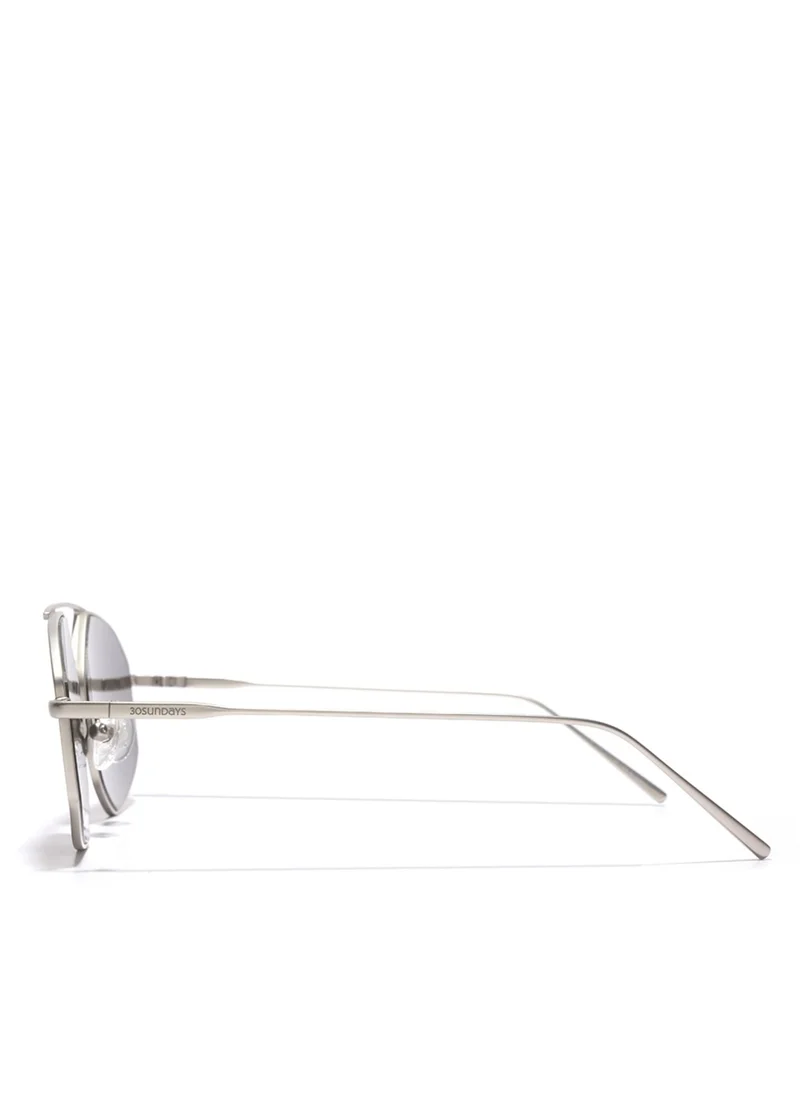 30Sundays POIRET - La French Collection Men Gray Sunglasses - Frame Material: Metal - Lens Color: Gray- Frame Color: Silver - Full Rim