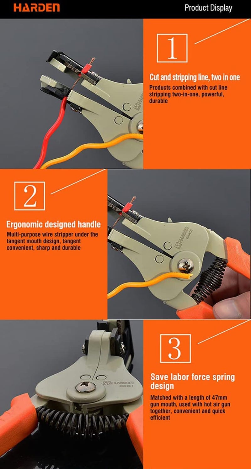 Harden 7" Professional Automatic Wire Cutter and Stripper - 660611 - Image 4