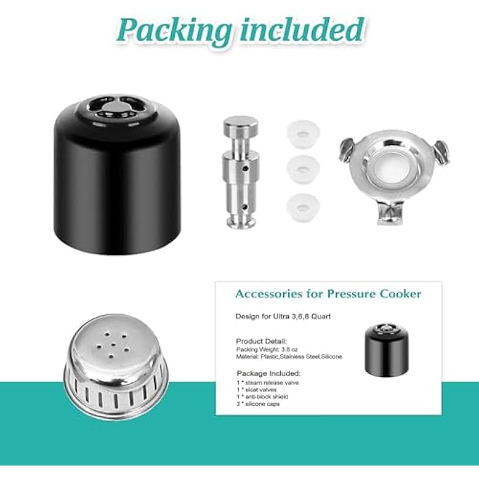 Khazna Steam Release Handle Original Float Valve Replacement Parts Universal Pressure Valve For Instant Pot With 3 Silicone Caps Gaskets For Instant Ultra 3 6 8 Qt For Electric Pressure Cooker - Image 4
