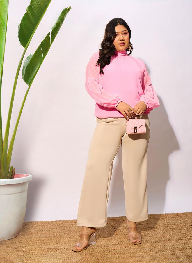 SASSAFRAS Plus High Neck Top with Bishop Sleeve - Image 2