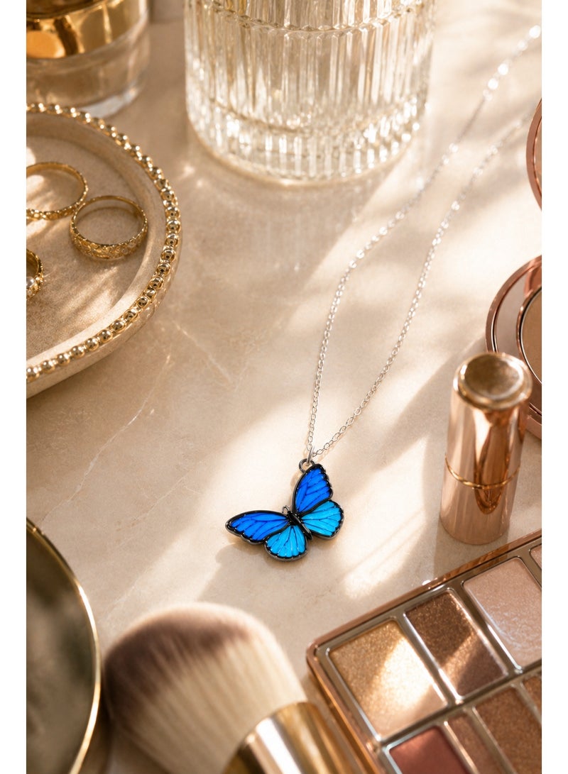 RAFAL Blue Morpho Butterfly Pendant Necklace for Women – Elegant Silver-Plated 3D Butterfly Chain, Premium Sophisticated Jewelry Accent for Special Occasions, Birthdays & Luxury Gifting - Image 3
