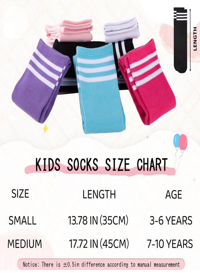 Comfoex Kids Soccer Socks 4 Pairs Girls Baseball Football Sports Tall With Cotton Stripes Girls Knee High Socks - Image 4