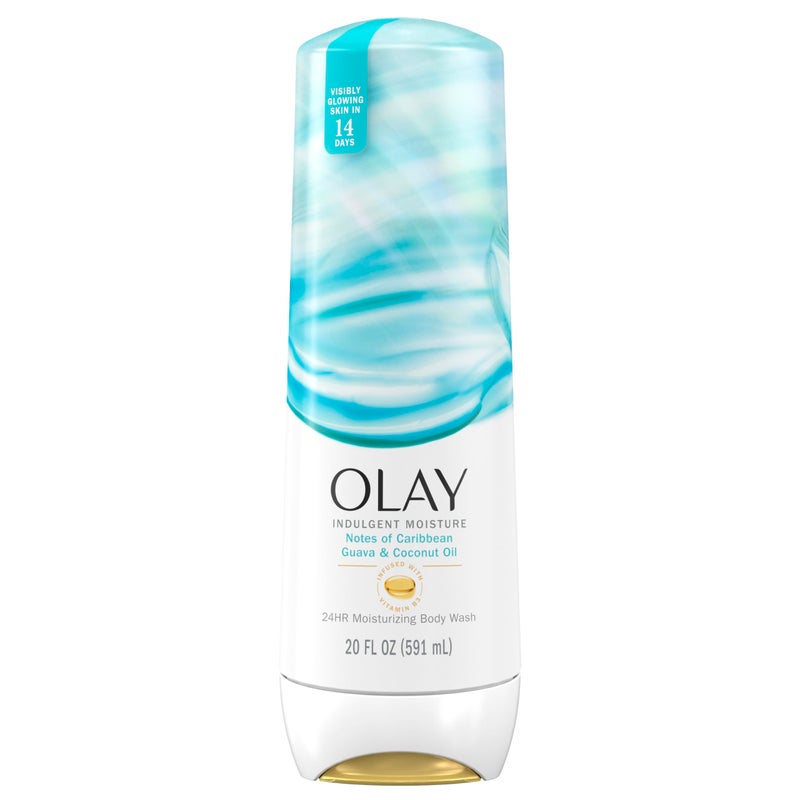 Olay Body Wash for Women, Indulgent Moisture, 24hr Moisturizing & Nourishing Formula, Infused with Vitamin B3 Complex, Luxurious Fragrances, Guava & Coconut Scent, 20 fl oz - Image 1