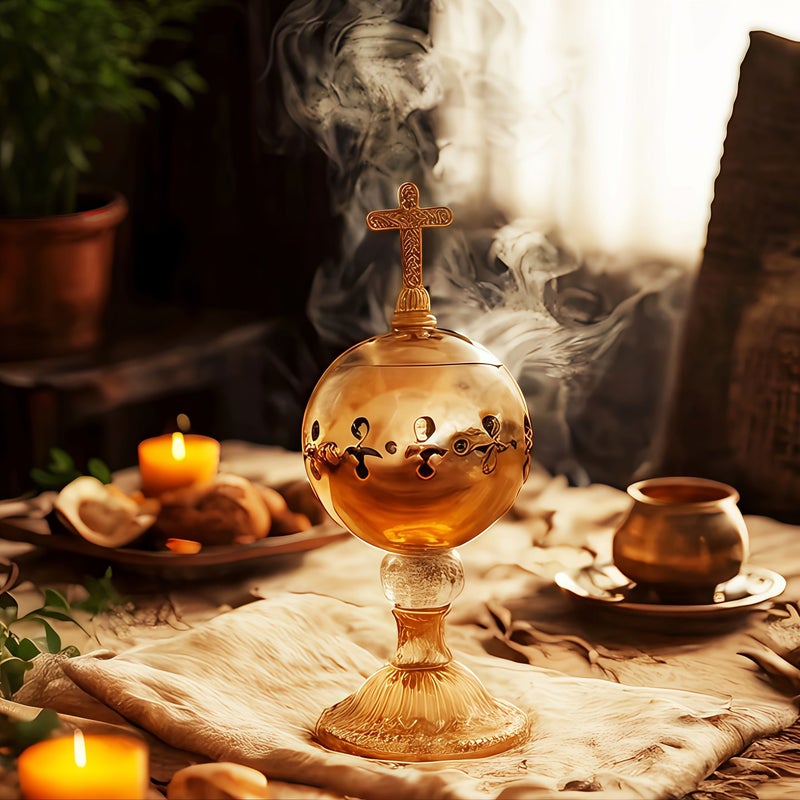 مدخرة تقليدية للبخور العطري، مناسبة للكنيسة والتأمل واليوغا، وحامل راتنج للمنزل، قطعة واحدة. - Image 5