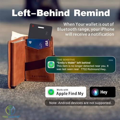 T Teclusive Ultra-Thin Smart Card Wallet Tracker Smart Tag Compatible with Apple Find My Phone iOS only | GPS Location Item Finder Anti-Lost | Wireless Charging & IP68 Waterproof | Built in Buzzer - Image 2