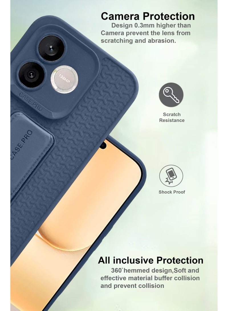 Honor 600 Lite - Blue Semi Soft Self Designed Magnetic Back Stand Case  With Foldable Kickstand & Finger Strap - Image 2