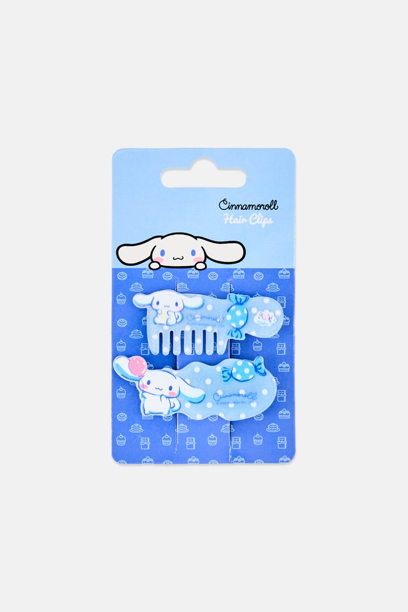 Cinnamoroll Graphic Print 2 Pieces Hair Clips Set, Blue - Image 1