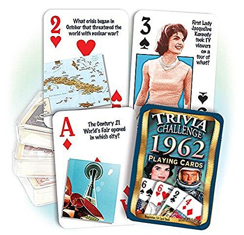 Flickback 1962 Trivia Playing Cards Great Anniversary or Birthday Gift - Image 1