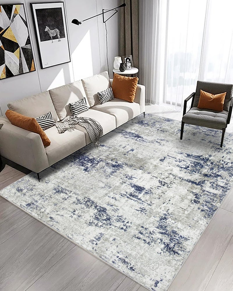 Gent drizz Area Rugs 5x7 Living Room: Large Modern Abstract Washable Rug Soft Anti-Skid Non-Shedding Carpet Indoor Floor Thin Carpets for Bedroom Dining Room Farmhouse Nursery Home Office Night Blue Grey - Image 3