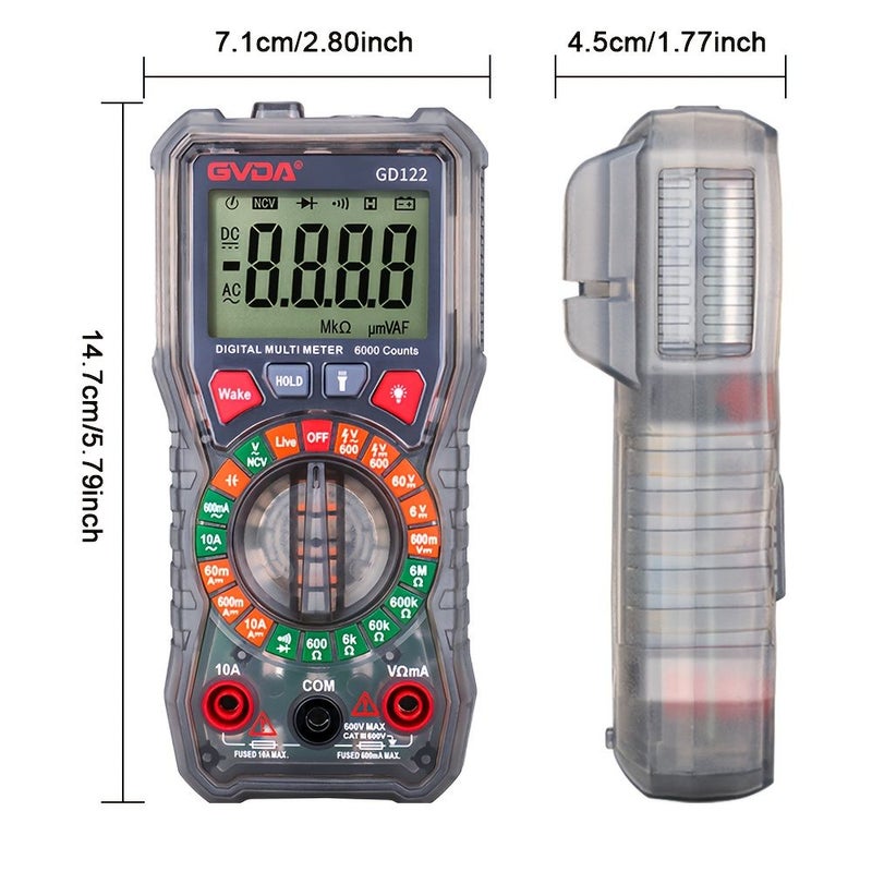 GVDA GD122 Digital Multimeter with Backlight for Voltage Current Resistance Diode Testing Universal Maintenance Meter - Image 2