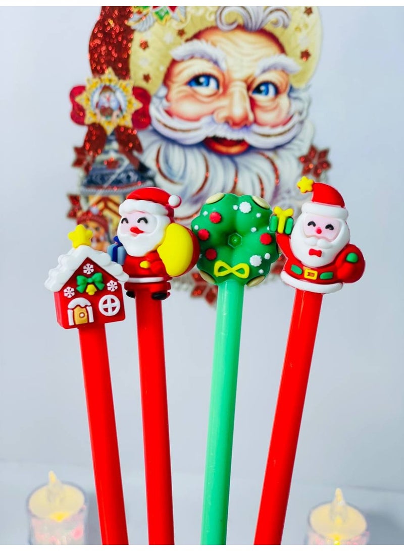 Christmas gel pens in different Christmas shapes. Christmas pen. Blue ink color. Box: 12 pens. - Image 1